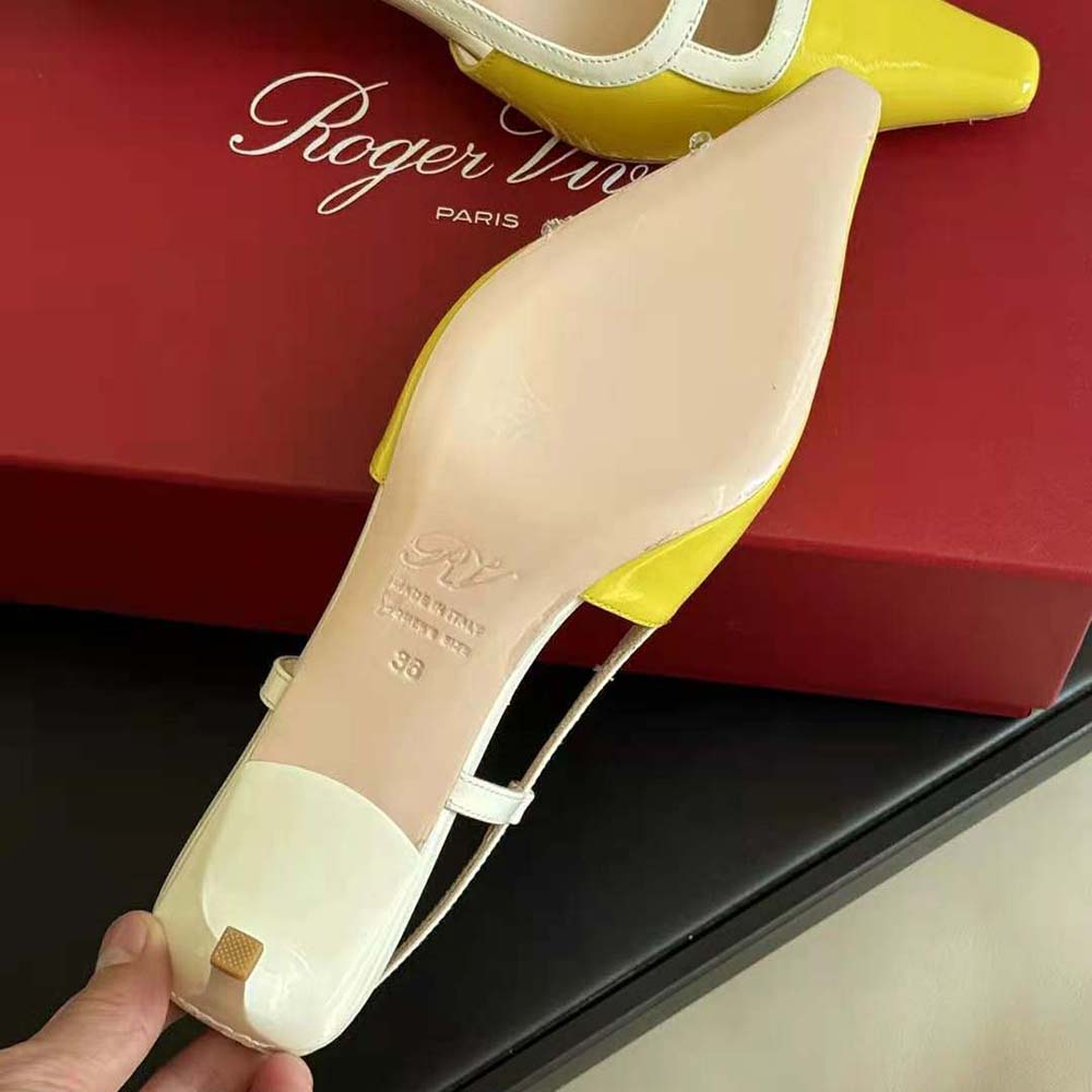 Roger Vivier Women Viv’ Canard Slingback Pumps in Patent Leather-Yellow - image 7