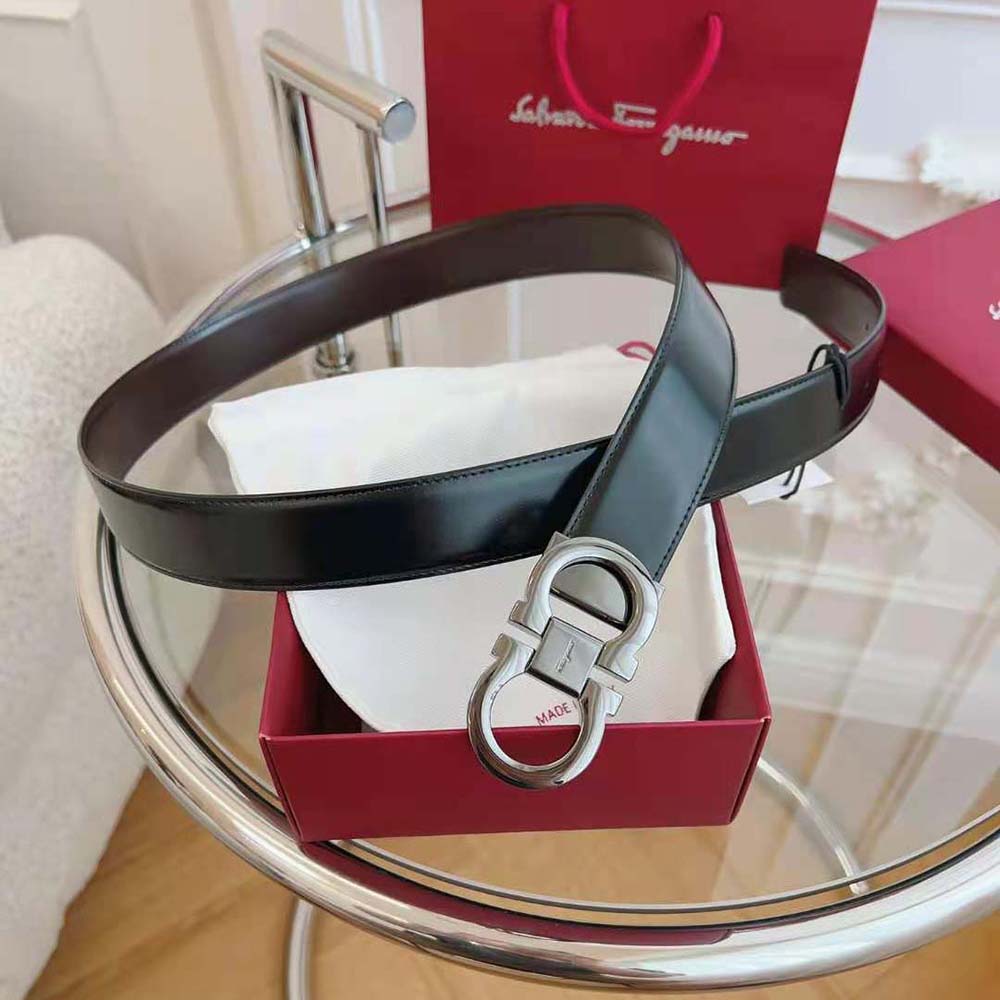 Salvatore Ferragamo Men Reversible and Adjustable Gancini Belt-Black - image 4