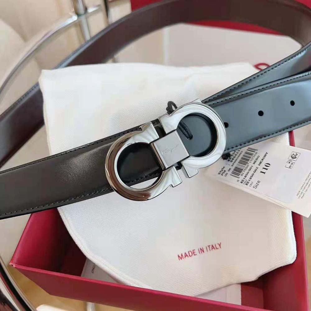 Salvatore Ferragamo Men Reversible and Adjustable Gancini Belt-Black - image 6