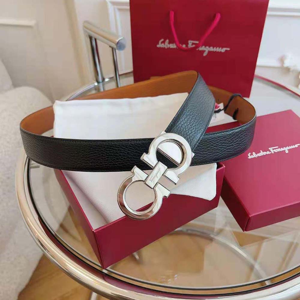 Salvatore Ferragamo Men Reversible and Adjustable Gancini Belt-Brown - image 4