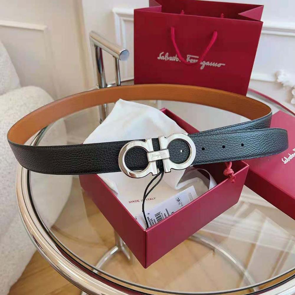 Salvatore Ferragamo Men Reversible and Adjustable Gancini Belt-Brown - image 5