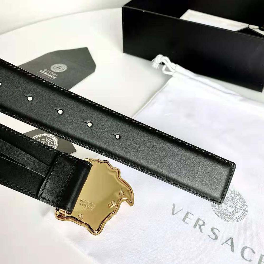 Versace Unisex La Medusa Leather Belt-Black - image 10