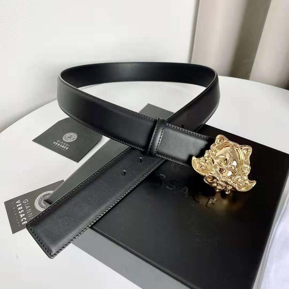Versace Unisex La Medusa Leather Belt-Black - image 6