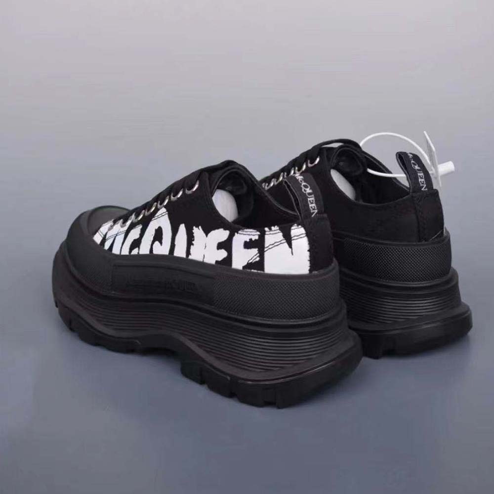 Alexander Mcqueen Unisex McQueen Graffiti Tread Slick Lace Up in Black/white - image 4