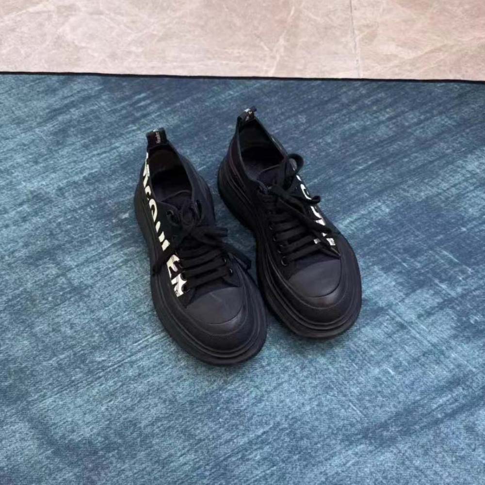 Alexander Mcqueen Unisex McQueen Graffiti Tread Slick Lace Up in Black/white - image 6