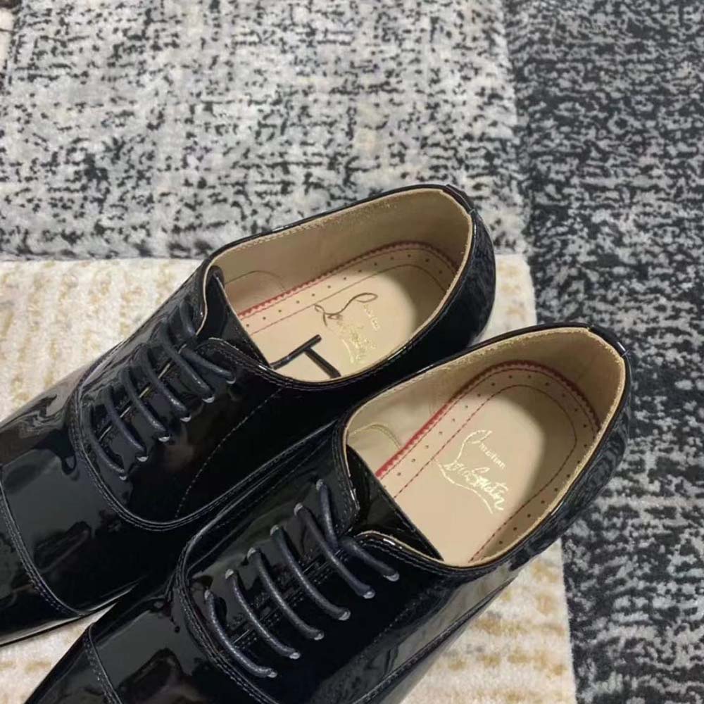 Christian Louboutin Men Greggo Lace-up Shoes in Patent Calf Leather-Black - image 7