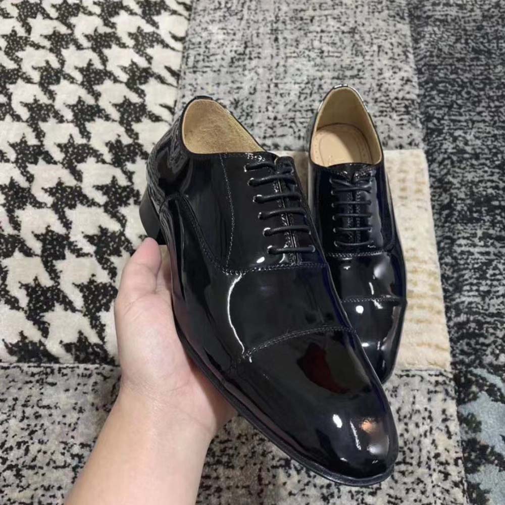 Christian Louboutin Men Greggo Lace-up Shoes in Patent Calf Leather-Black - image 4
