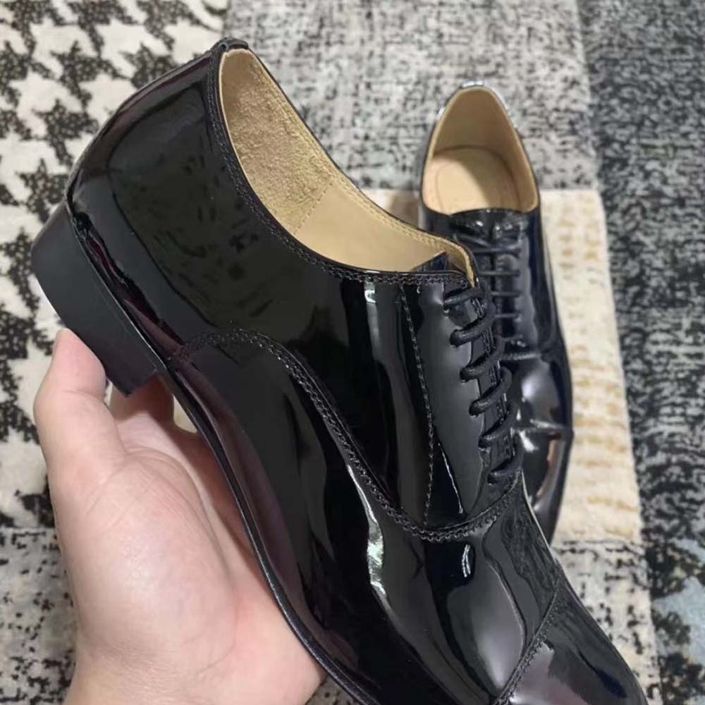 Christian Louboutin Men Greggo Lace-up Shoes in Patent Calf Leather-Black - image 8