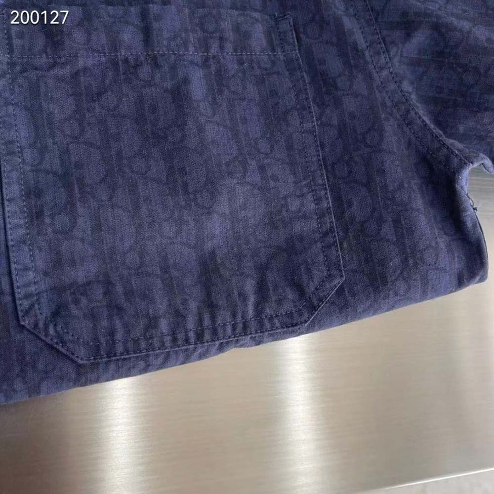 Dior Men Dior Charm Short-Sleeved Shirt Navy Cotton Poplin - image 6