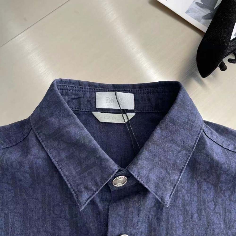 Dior Men Dior Charm Short-Sleeved Shirt Navy Cotton Poplin - image 4