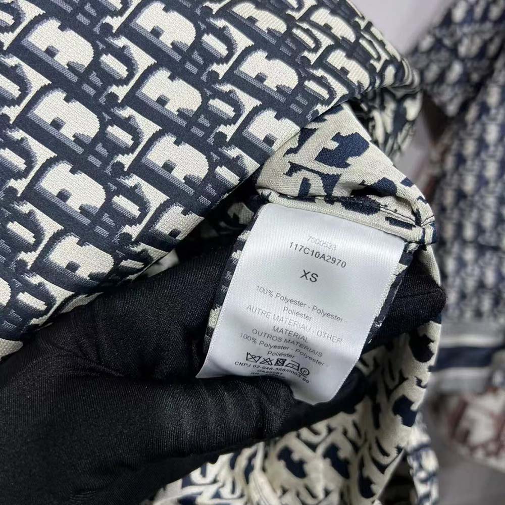 Dior Women Hooded Anorak Blue and Ecru Technical Taffeta Jacquard with Dior Oblique Motif - image 7