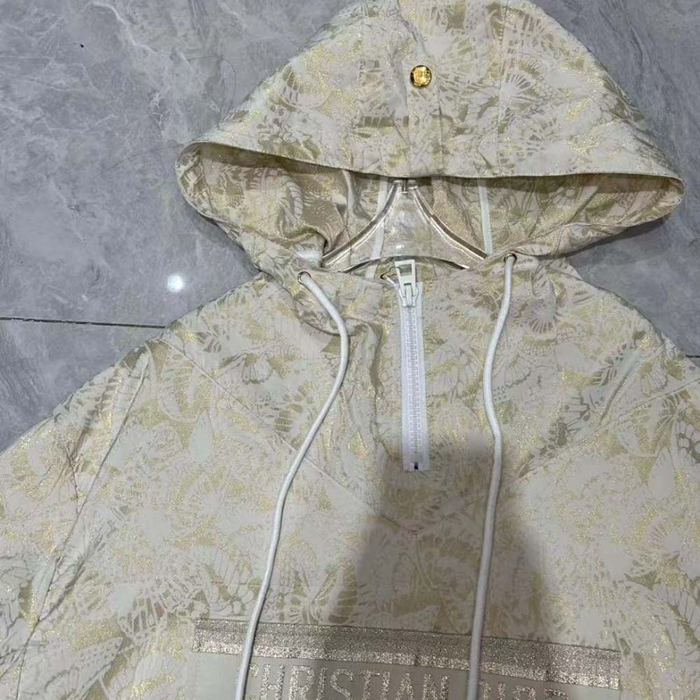 Dior Women Hooded D-Way windbreaker Gold-Tone Technical Taffeta Jacquard - image 5