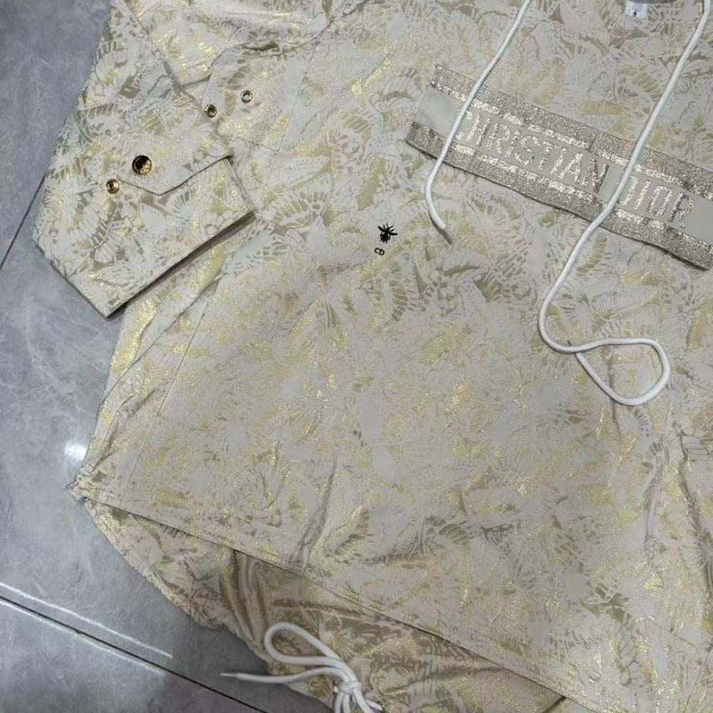 Dior Women Hooded D-Way windbreaker Gold-Tone Technical Taffeta Jacquard - image 7