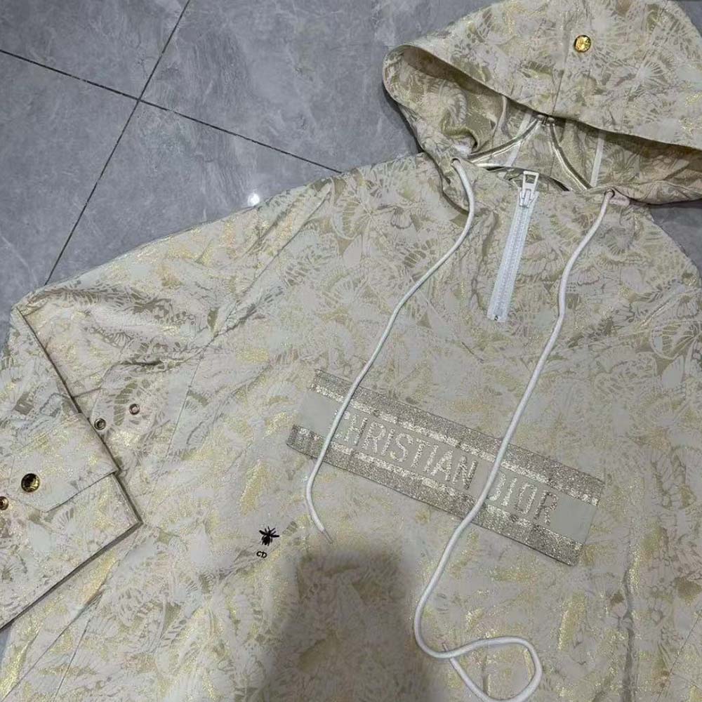 Dior Women Hooded D-Way windbreaker Gold-Tone Technical Taffeta Jacquard - image 4