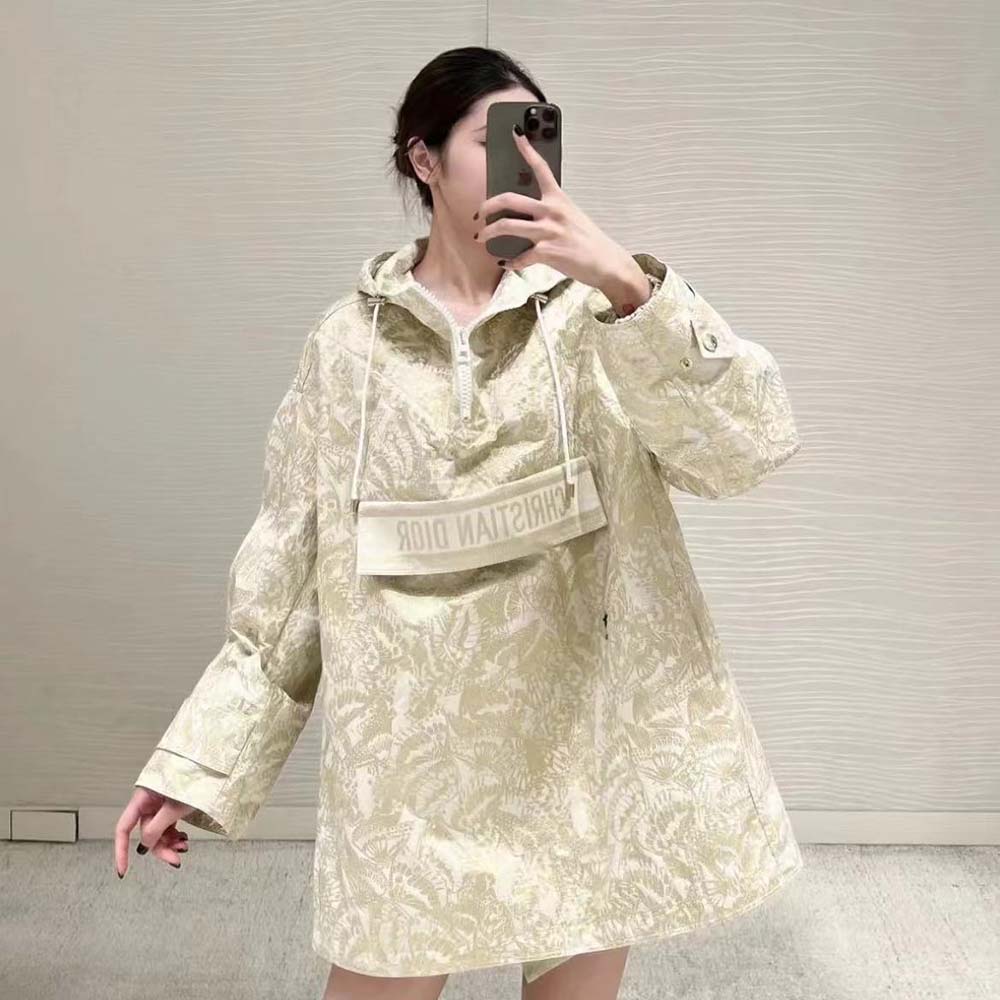 Dior Women Hooded D-Way windbreaker Gold-Tone Technical Taffeta Jacquard - image 8