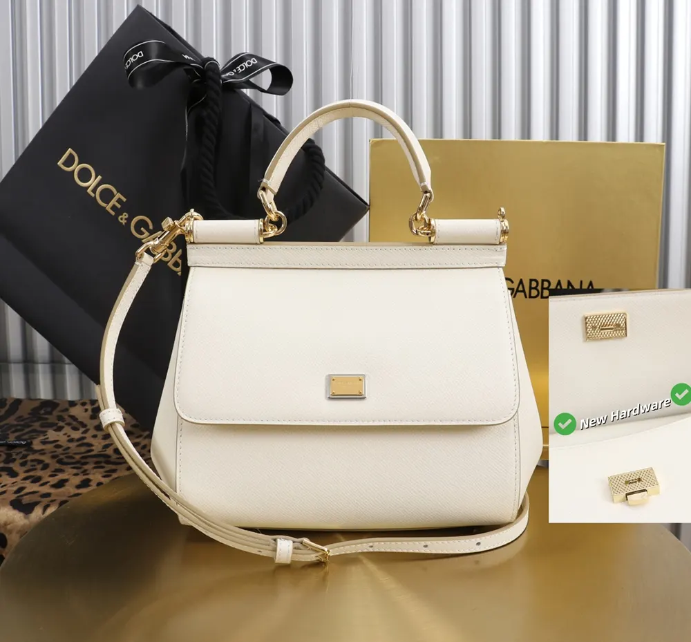 Close-up of gold hardware on Dolce Gabbana D&G Medium Sicily Bag
