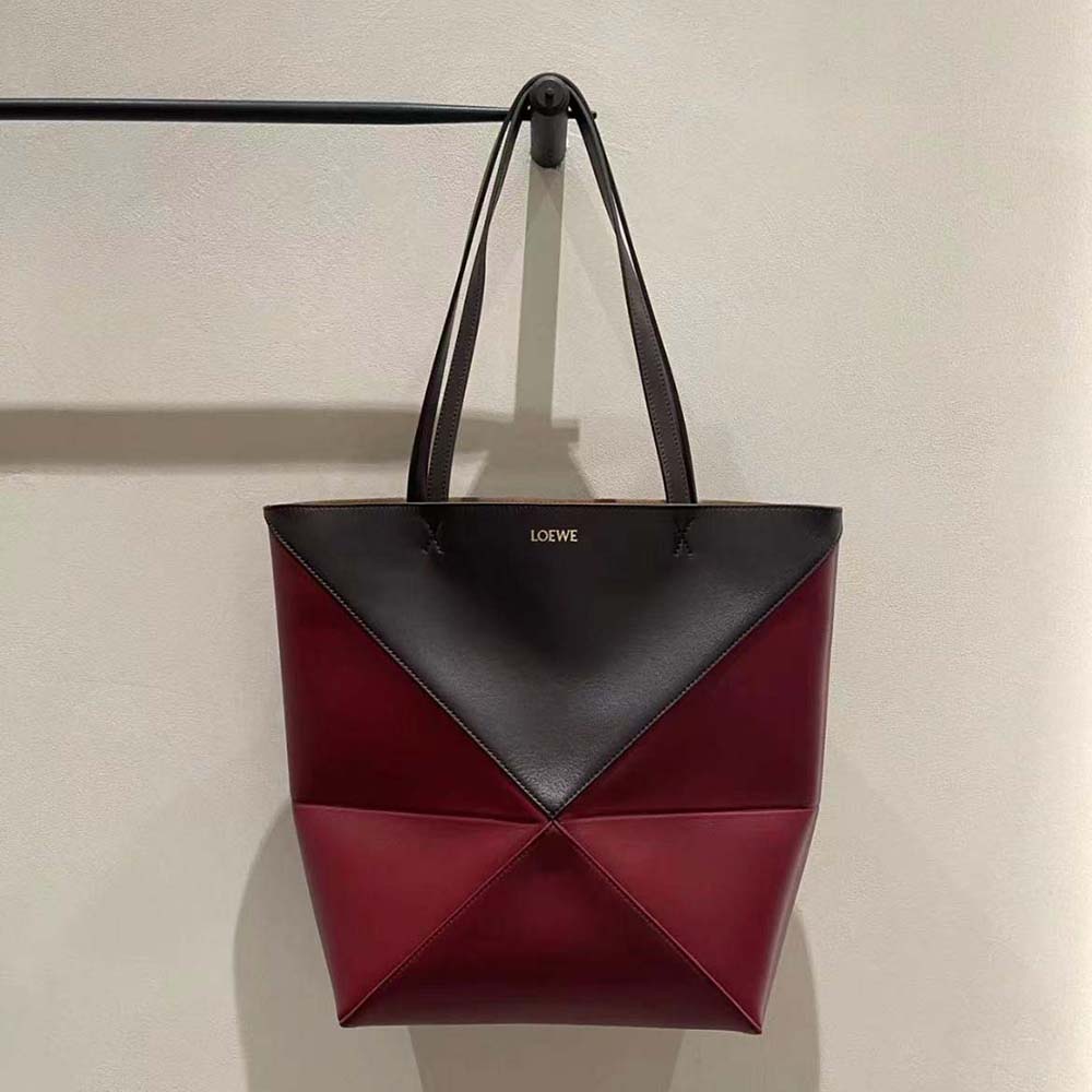 Close-up of puzzle fold detail on Loewe Unisex Puzzle Fold Tote