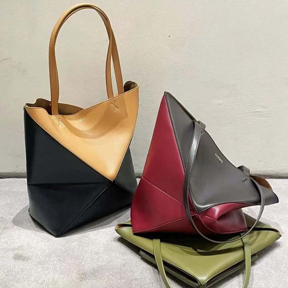 Loewe Unisex Puzzle Fold Tote in Shiny Calfskin-Black - image 5