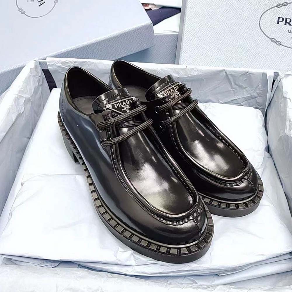 Bottom sole view showing iconic Prada monolith tread pattern