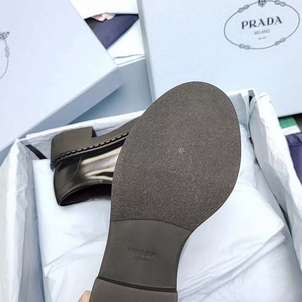 Prada Women Monolith Brushed Leather Lace-up Shoes-Black - image 7