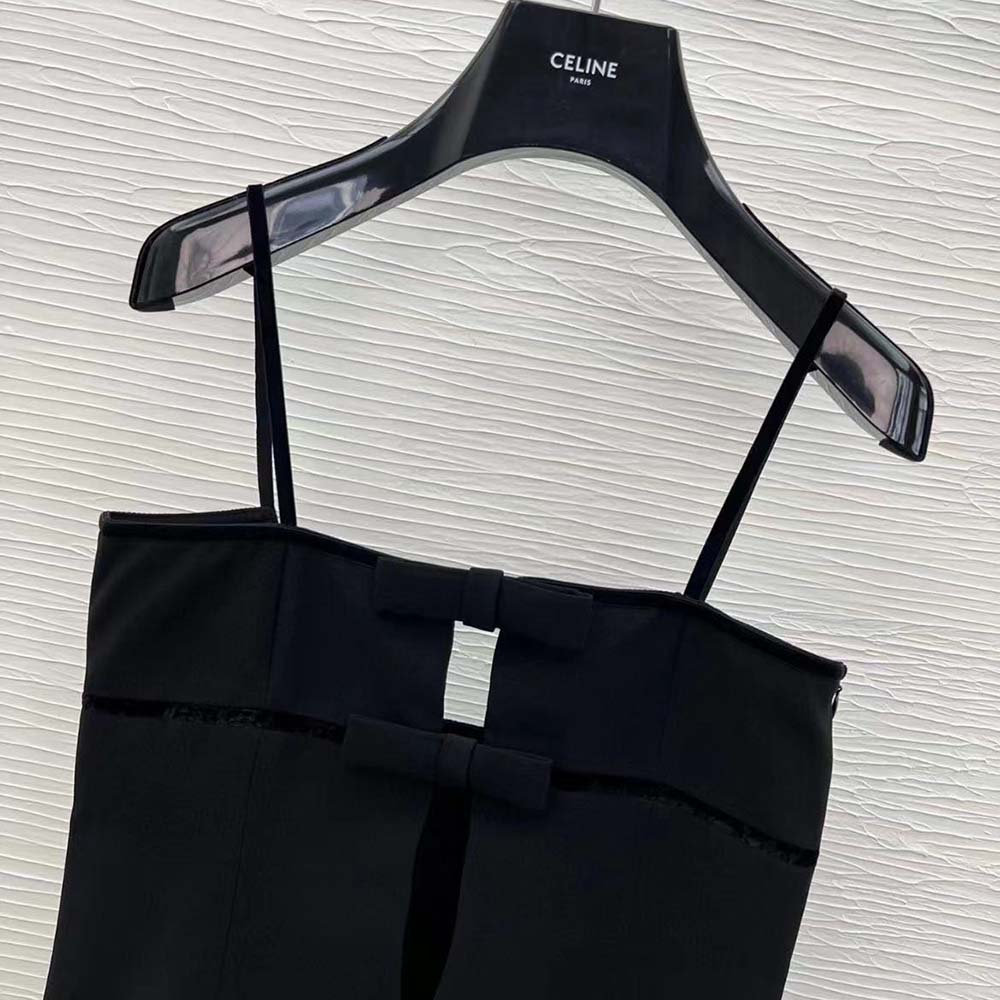 Celine Women Trapeze Mini Dress in Double Wool-Black 2R91L066V.38NO - image 4