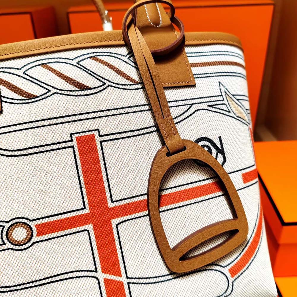 Hermes Unisex Steeple 25 Cais Ecru Tote Bag-Brown - image 7