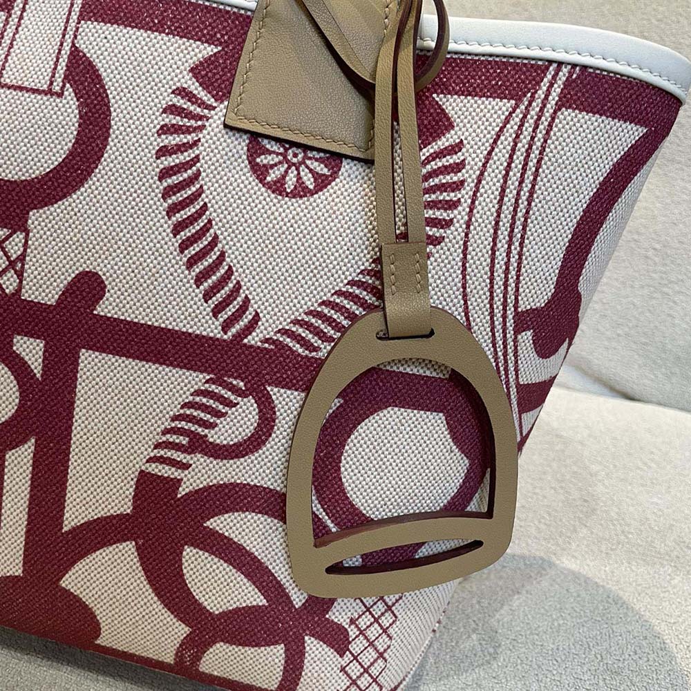 Hermes Unisex Steeple 25 Ecru Tote Bag-Purple - image 7