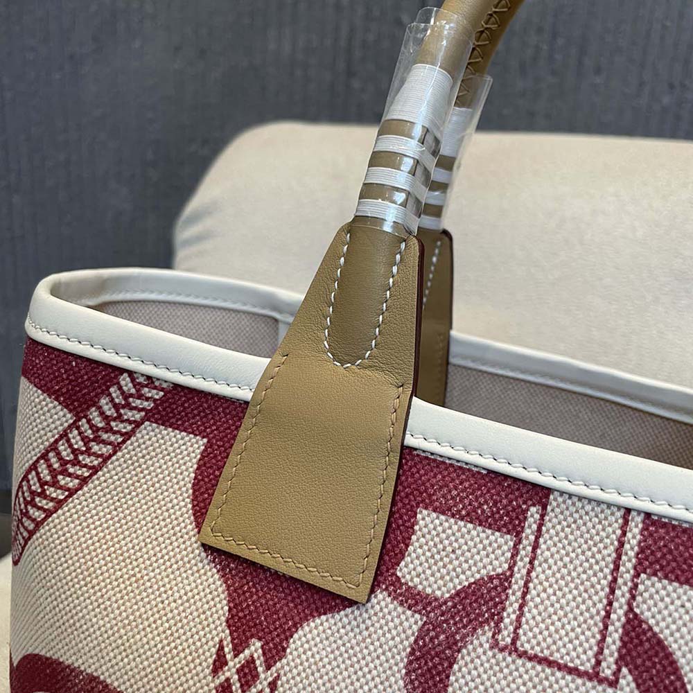 Hermes Unisex Steeple 25 Ecru Tote Bag-Purple - image 8