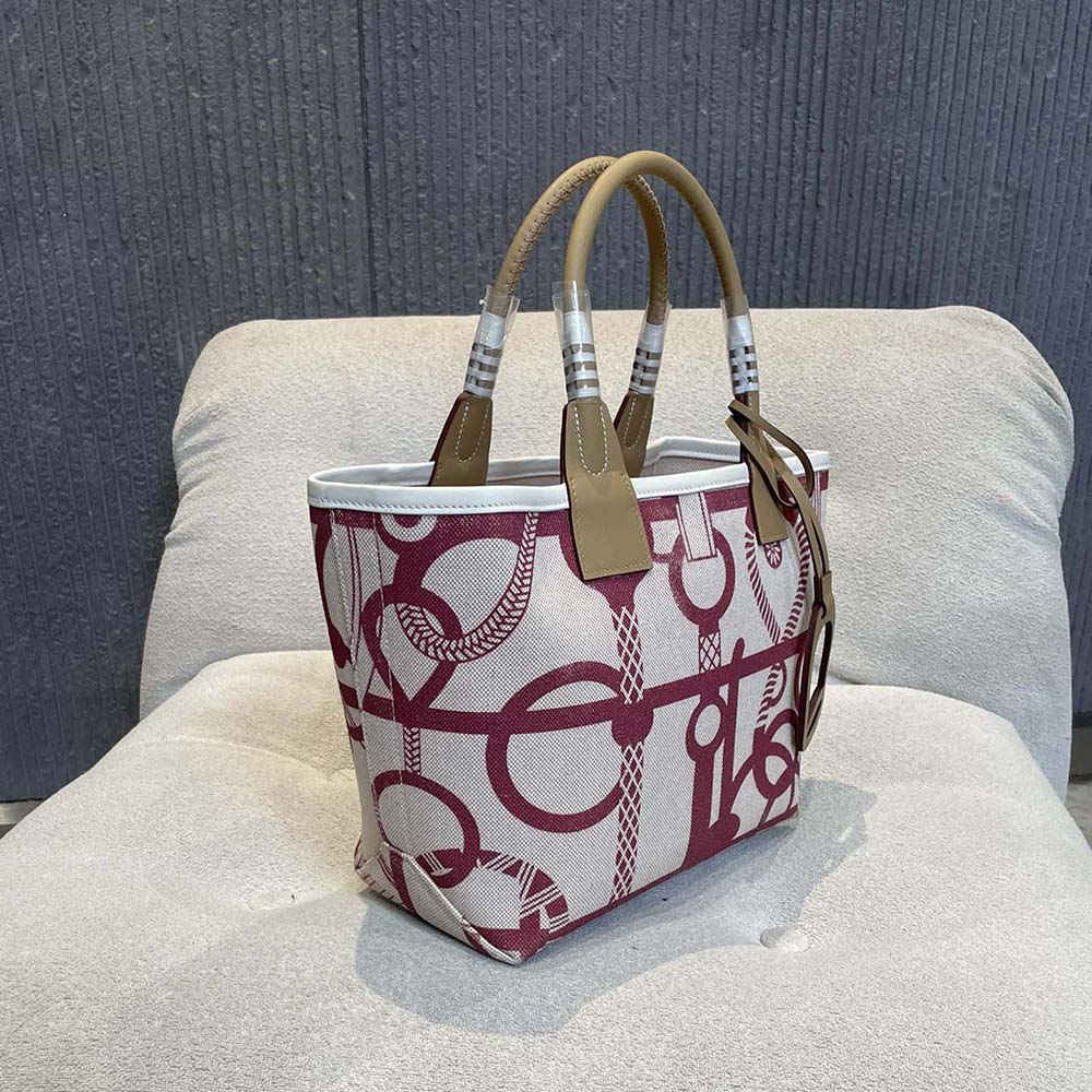 Hermes Unisex Steeple 25 Ecru Tote Bag-Purple - image 4