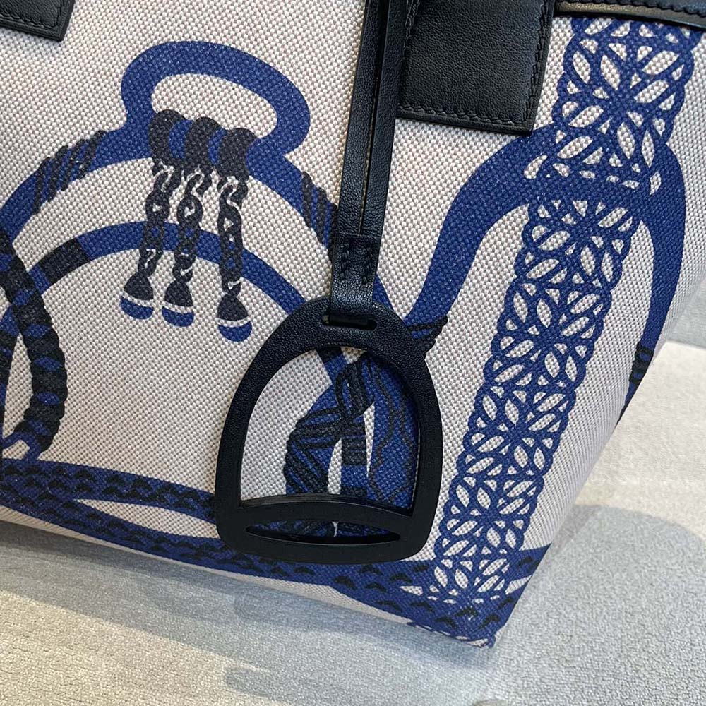 Hermes Unisex Steeple 25 Ecru Tote Bag-Blue - image 7