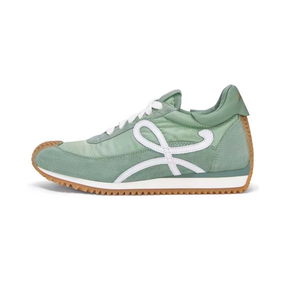 Loewe Unisex Flow Runner in Nylon and Suede-Green