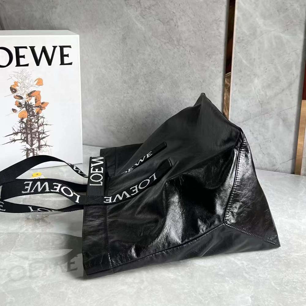 Loewe Unisex Fold Shopper in Paper Calfskin-Black - image 4