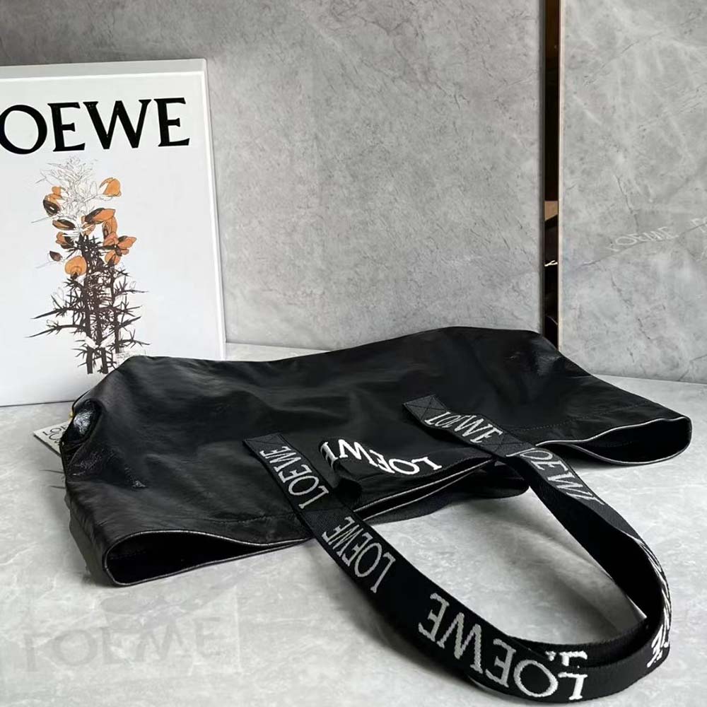 Loewe Unisex Fold Shopper in Paper Calfskin-Black - image 5