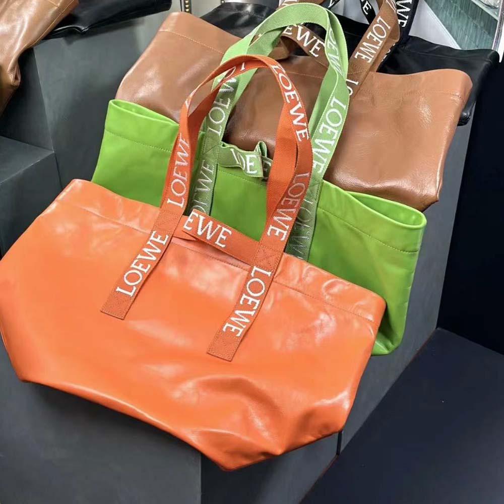 Loewe Unisex Fold Shopper in Paper Calfskin-Orange - image 6