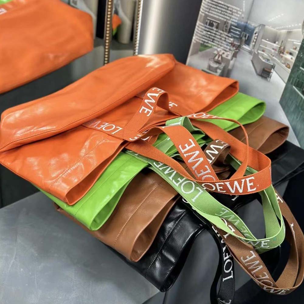 Loewe Unisex Fold Shopper in Paper Calfskin-Orange - image 7