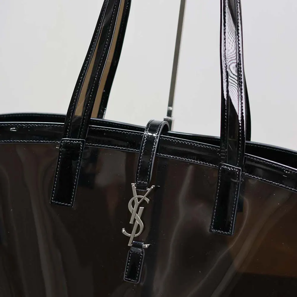 Saint Laurent YSL Women Panier Medium in Vinyl and Shiny Leather-Black - image 6