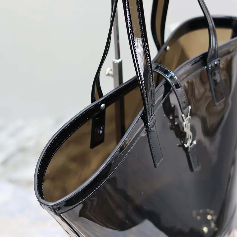 Saint Laurent YSL Women Panier Medium in Vinyl and Shiny Leather-Black - image 9