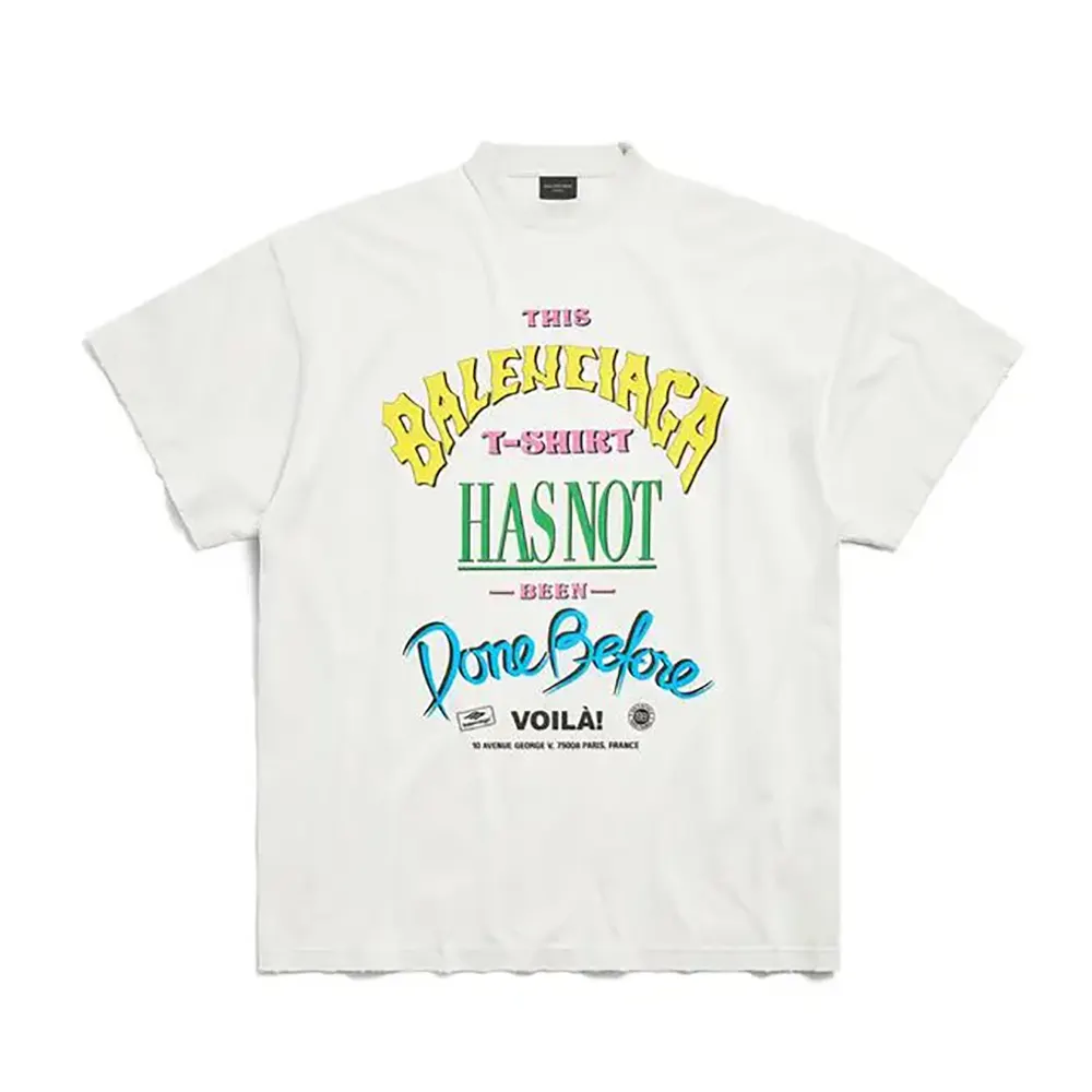 Front view of Balenciaga Women Not Been Done T-Shirt Oversized off white