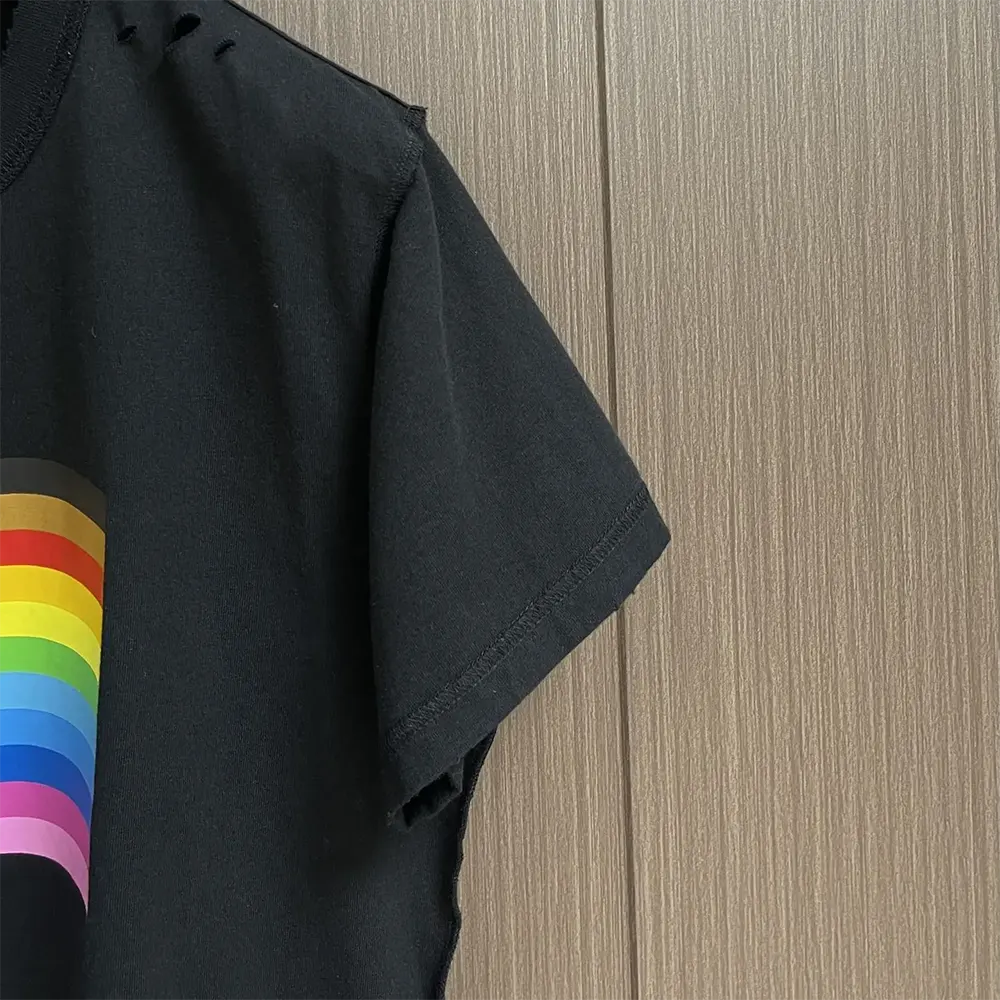 Balenciaga Women Rainbow Flag Inside-Out T-Shirt Oversized in Black Vintage Jersey - image 6