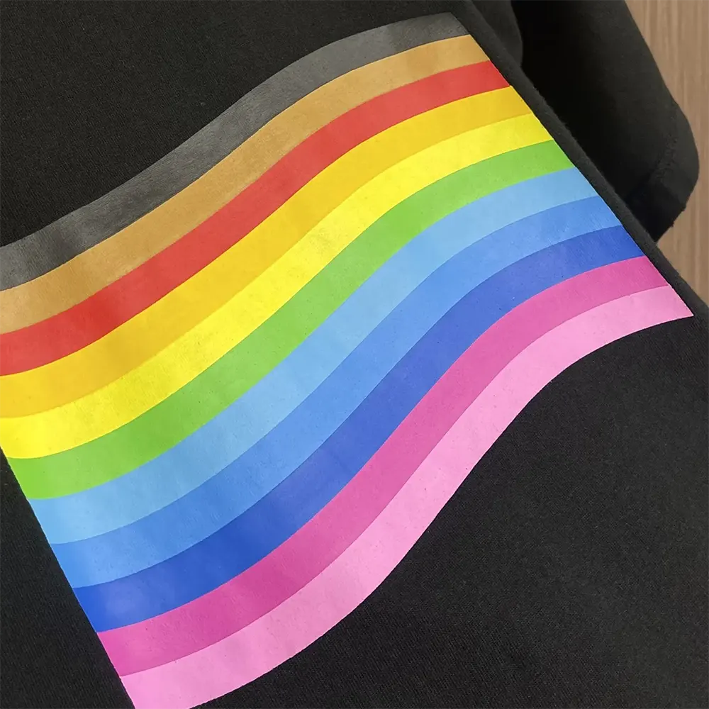 Balenciaga Women Rainbow Flag Inside-Out T-Shirt Oversized in Black Vintage Jersey - image 5