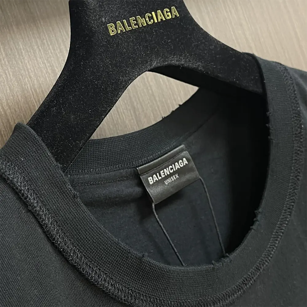 Balenciaga Women Rainbow Flag Inside-Out T-Shirt Oversized in Black Vintage Jersey - image 4