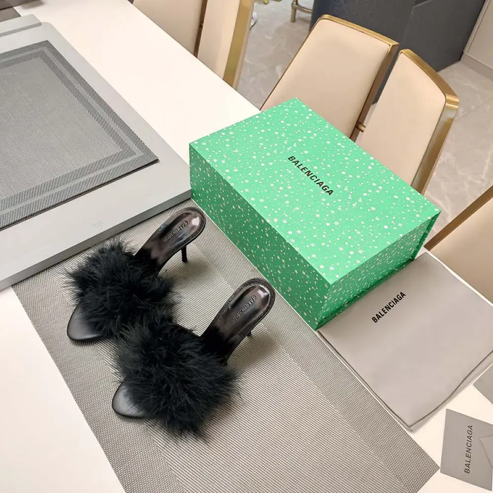 Balenciaga Women Boudoir 70mm Sandal in Black Feathers - image 4