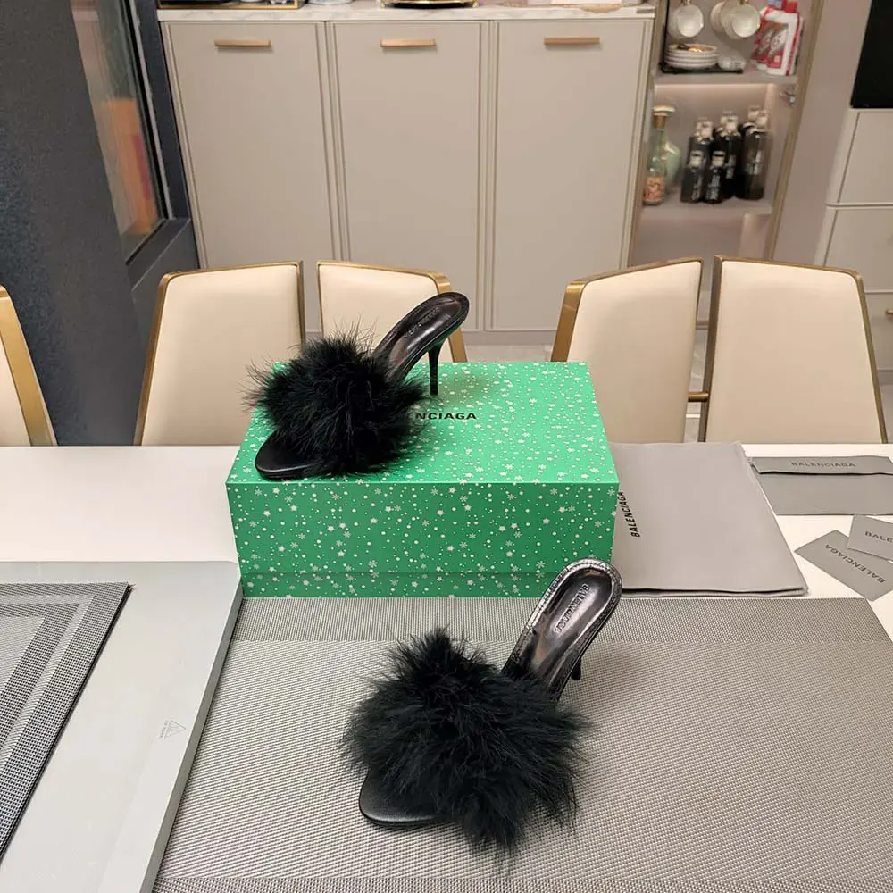 Balenciaga Women Boudoir 70mm Sandal in Black Feathers - image 6