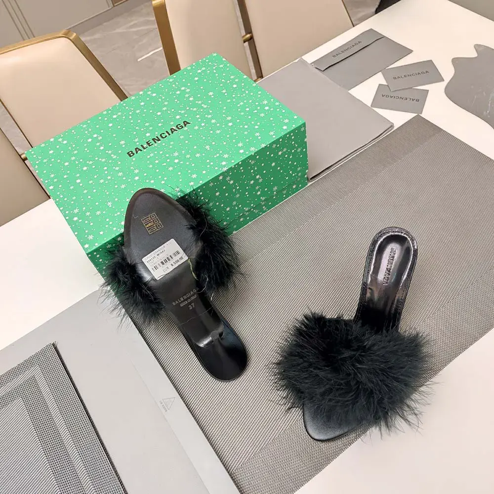 Balenciaga Women Boudoir 70mm Sandal in Black Feathers - image 7