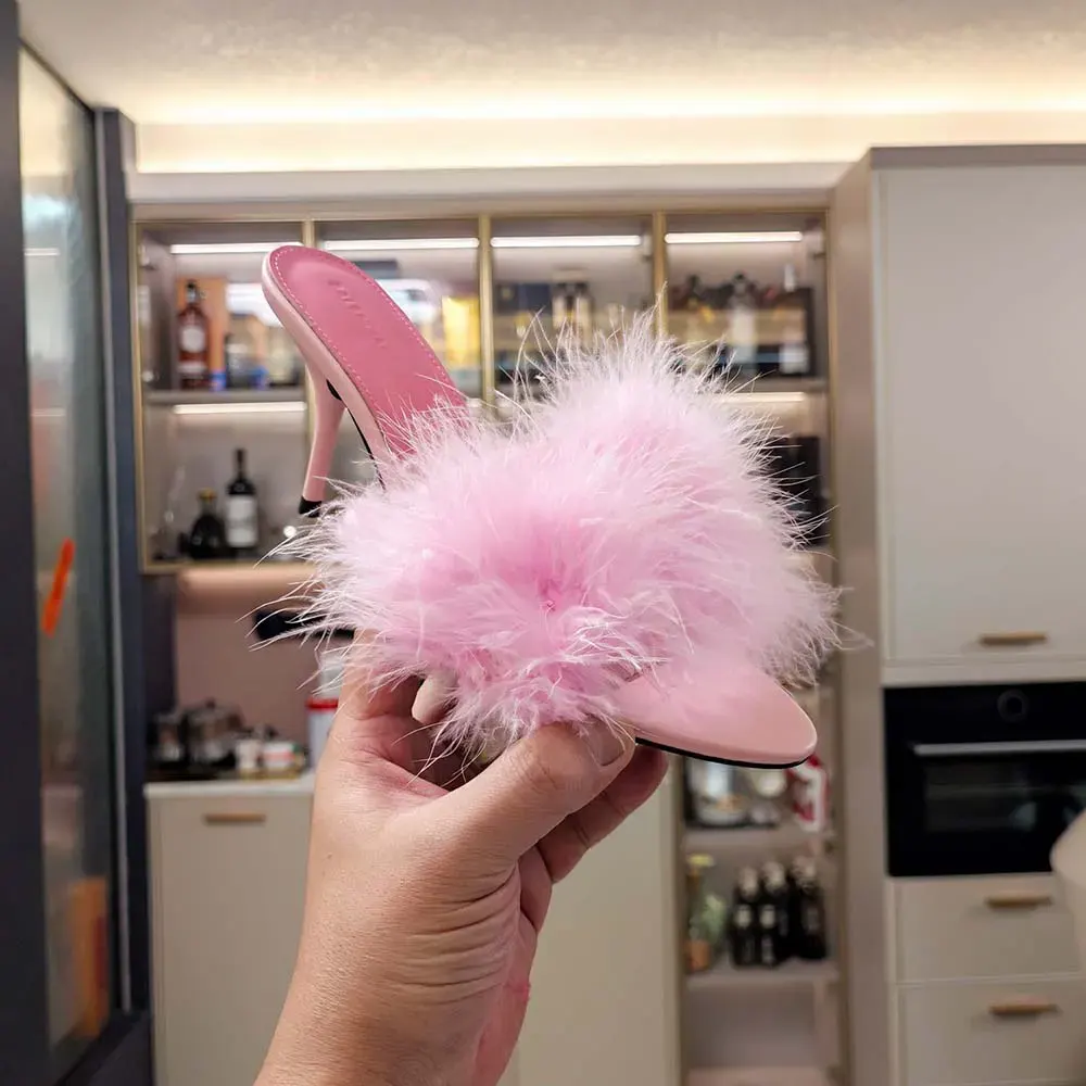 Balenciaga Women Boudoir 70mm Sandal in Pink Feathers - image 10