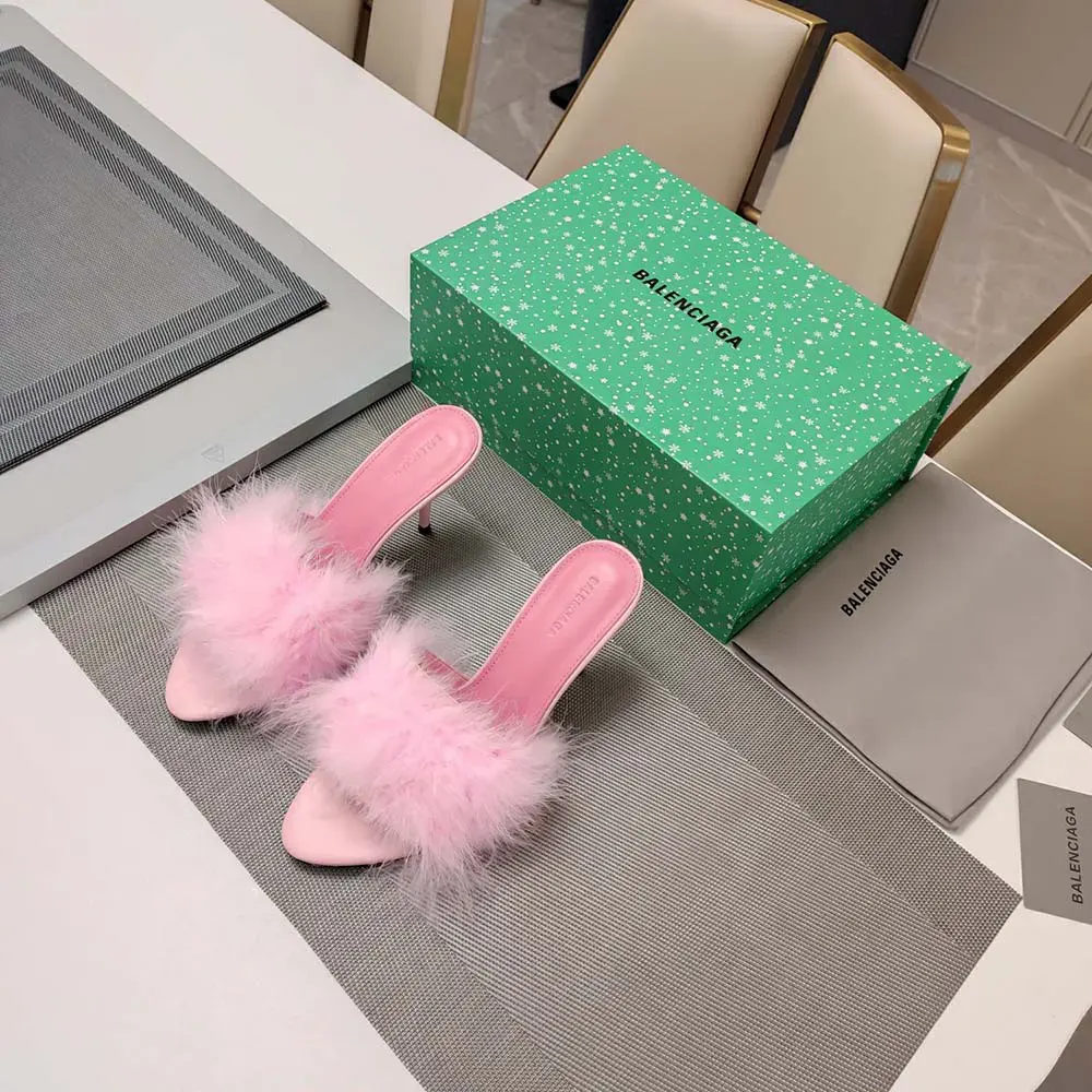 Balenciaga Women Boudoir 70mm Sandal in Pink Feathers - image 4