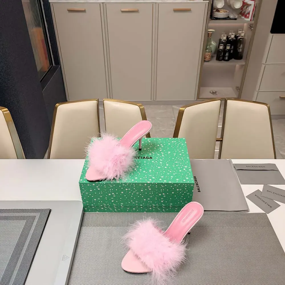 Balenciaga Women Boudoir 70mm Sandal in Pink Feathers - image 5
