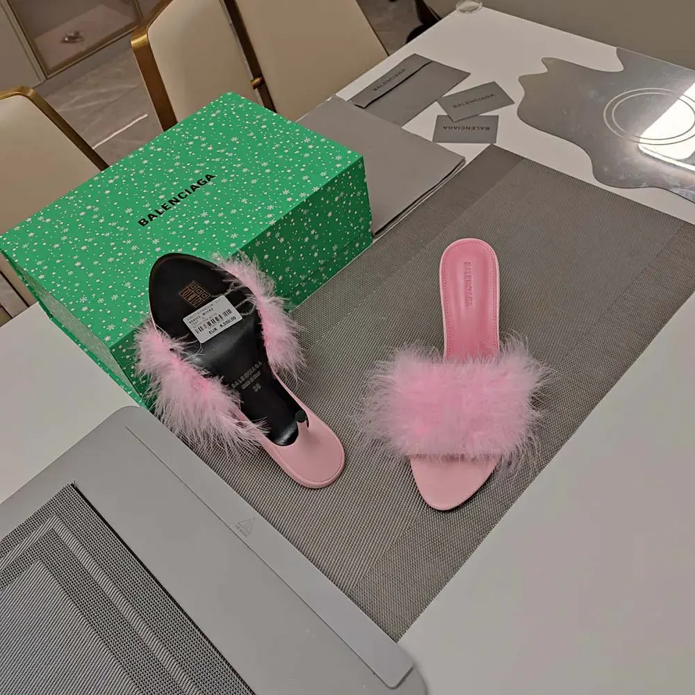 Balenciaga Women Boudoir 70mm Sandal in Pink Feathers - image 7