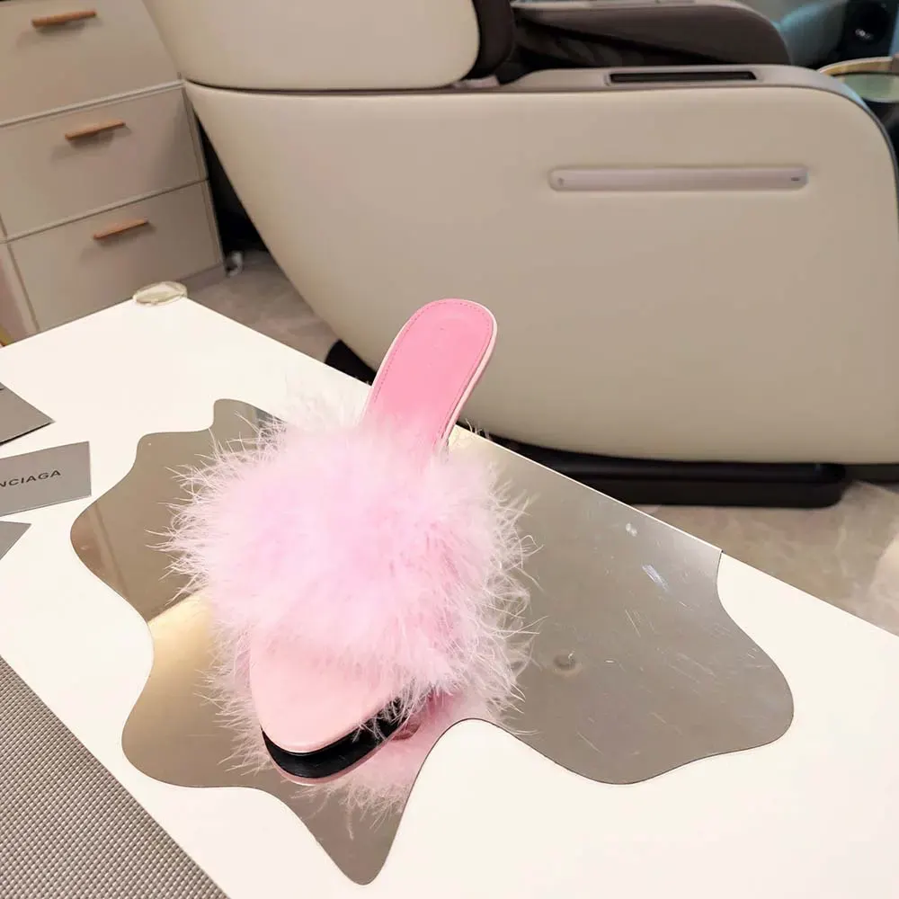Balenciaga Women Boudoir 70mm Sandal in Pink Feathers - image 8