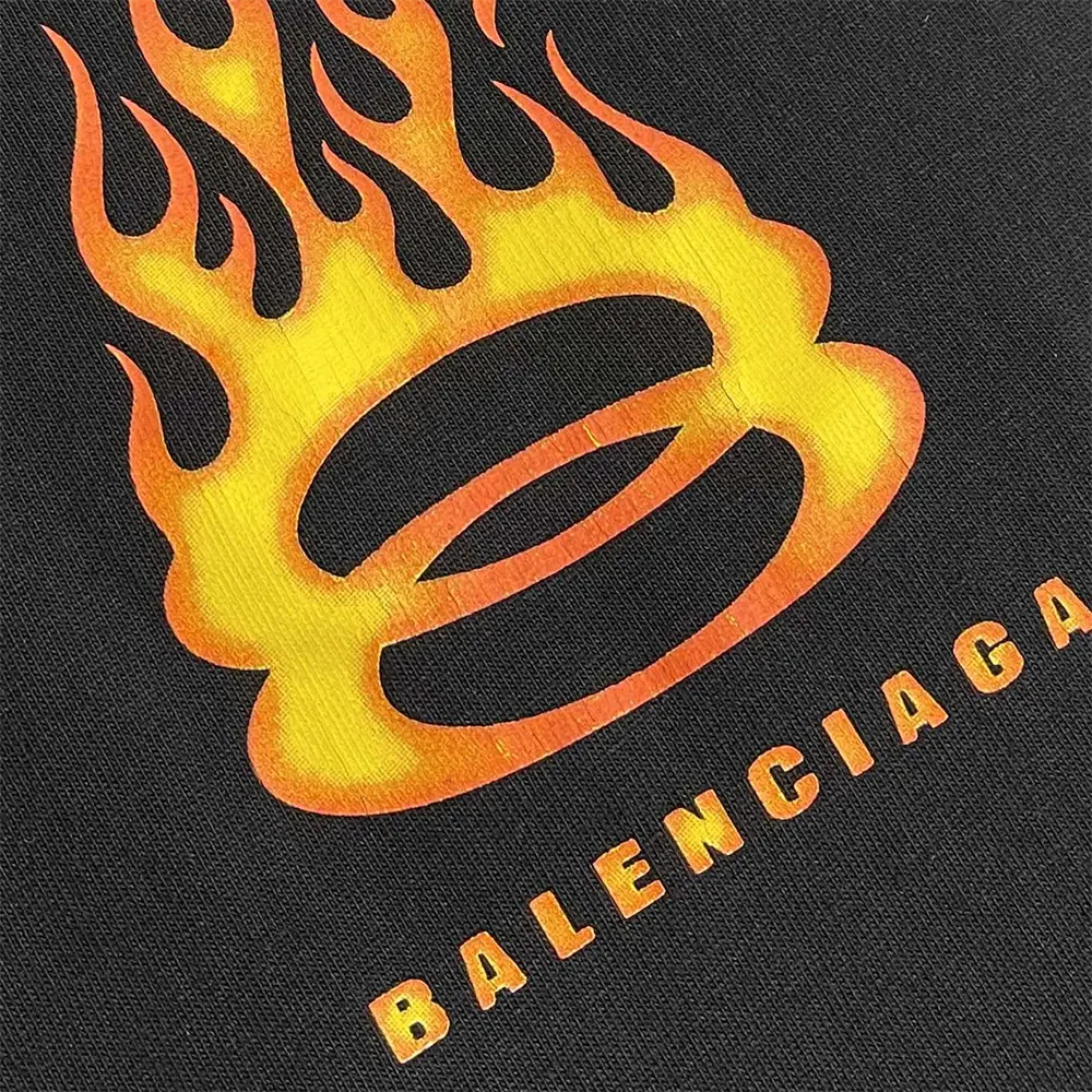 Balenciaga Women Burning Unity T-Shirt Oversized in Black Vintage Jersey - image 6